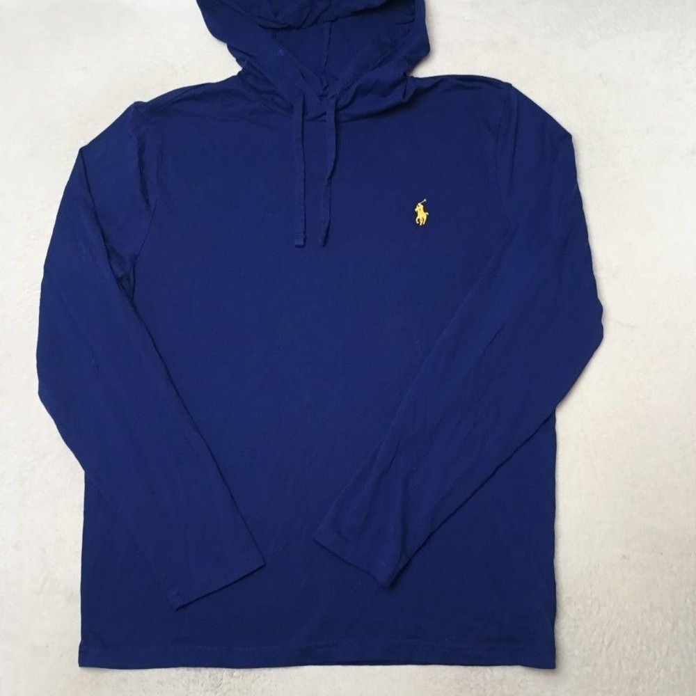Polo Ralph Lauren Hoodie Mens M Blue Pullover Hooded Tagless Lightweight Preppy